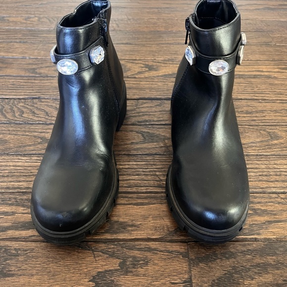 Soda Black Ankle Boots with Crystal Accents - Picture 2 of 3